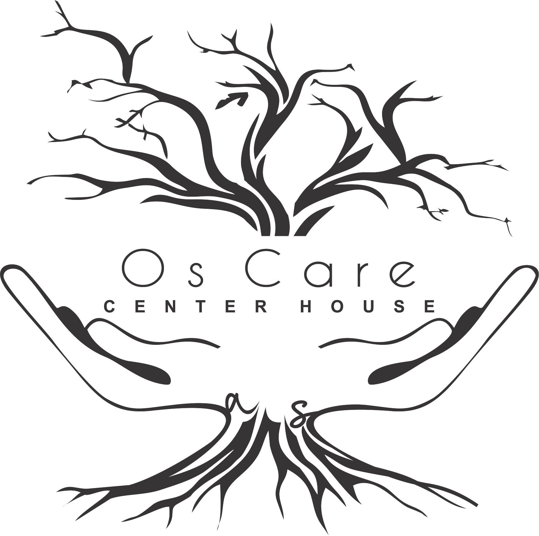 Os Care Center House — un arbre porté par deux mains